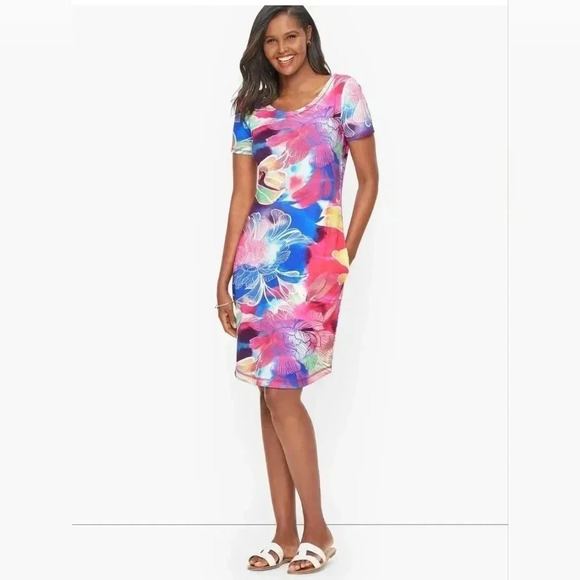 Plus Size Talbots Watercolor Floral Midi Dress Size 3X - Picture 1 of 7